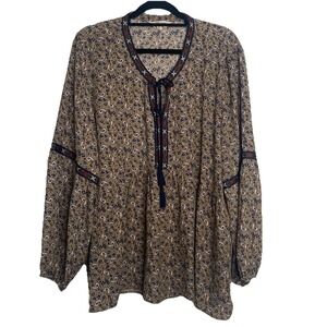 Alchemy Thread Peasant Boho CottagePaisley Blouse‎ Womens XXL  Renaissance Fairy